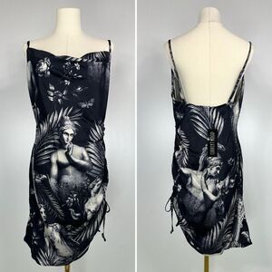 NEW Current Mood Laws Of Nature Monochrome Renaissance Ruched Mini Dress Large